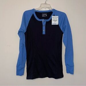 American Heaven Cotton Long Sleeve T-Shirt with Button Neckline Size Medium